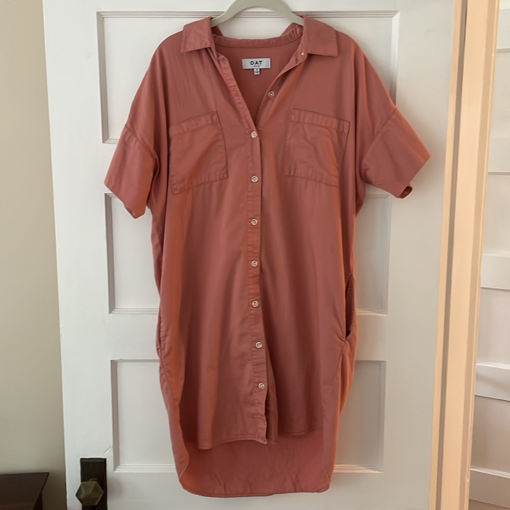 Pink shirt dress